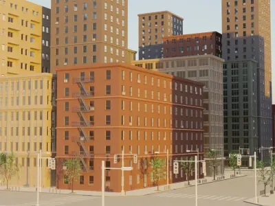 Simple City Low-poly 3D model