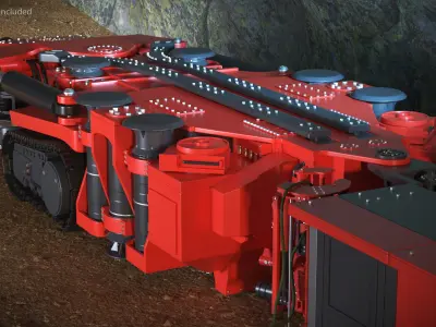  New Track Mounted Mobile Miner Red Rigged for Cinema 4D 