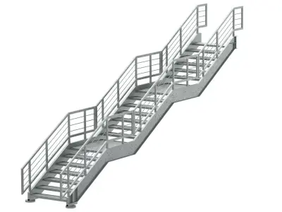 Metal Modular Industrial Staircase Builder set 02 3D model