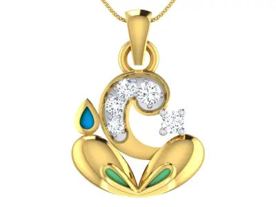 light weight yellow gold  diamond pendent -ZA PN 2153 3D print model
