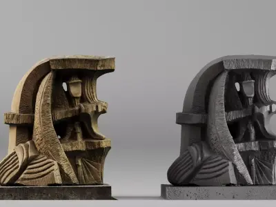 001702 Arkbutans Sails Shell Limestone Architectural Sculpture 3D print model