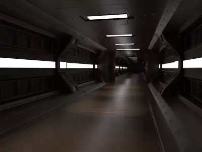 Sci-fi Modular Corridor Low-poly 3D model