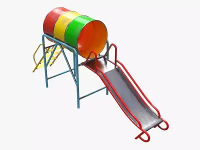 Playground barrel slide 02 3D model
