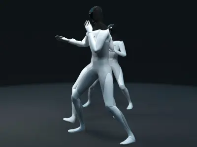 Tesla bot animation fighters Low-poly 3D model