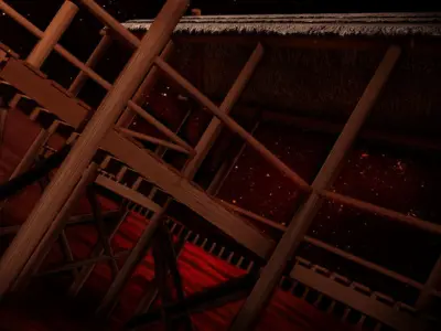 Tiki theme Beach Pier  Low-poly 3D model