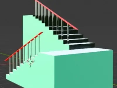 ladder stairs with railings 3D print model