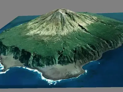 Tristan da Cunha terrain 3d model Low-poly 3D model