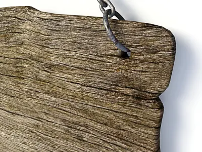 Hanging old wood board 3D model