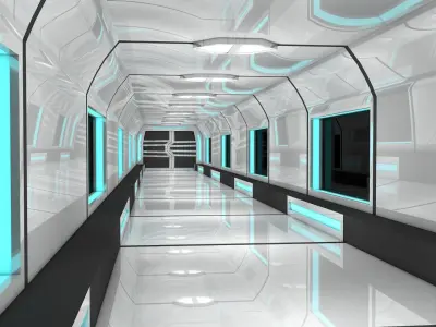 Sci Fi Corridor 3D model 8