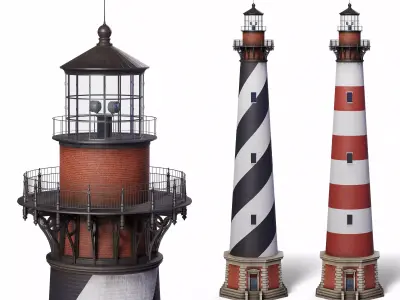 Cape Hatteras Lighthouse Tower Low-poly 3D model