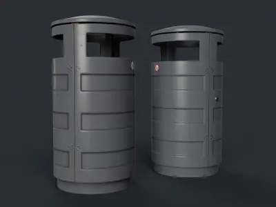Street Trash Can 13 PBR Game Ready Low-poly 3D model