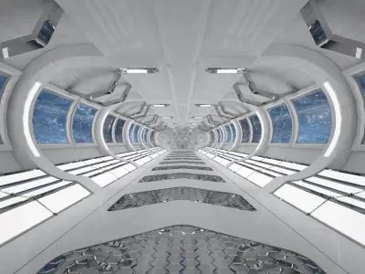 SCI FI INTERIOR SCENE SPACE SHIP Low-poly 3D model