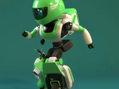 Robot character transformer scooter future scifi rigged in maya Low-poly 3D model