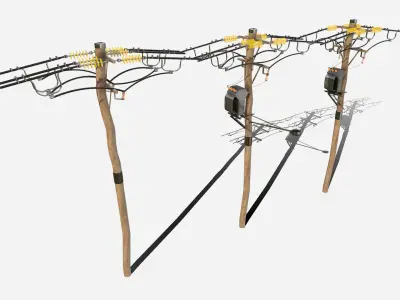 Telegraph Poles Low-poly 3D model