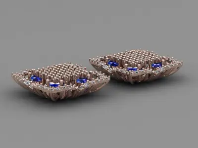 Rose Gold Diamond Women Earring 3D print Model 3D print model 24