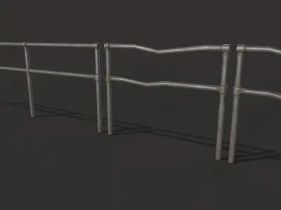 Fence Metal set Game-Ready Low-poly 3D model
