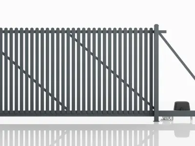 Aluminum Electric Sliding Gate - Model 3 - 3D model