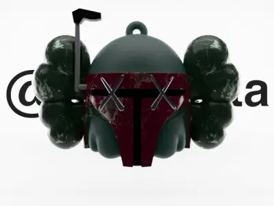 Kaws Keychain Mandalorian x Stormtrooper x Darth Vader Textured 3D model