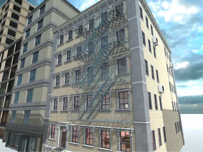 Big Building Pack with interiors Low-poly 3D model