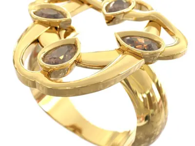 Sapucai Ring 3D Model Architectural Gold 3D print model