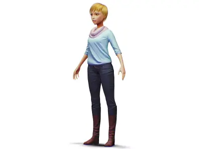 Young Woman - Smart Casual Clothes - Chic Street Style Outfit Low-poly 3D model