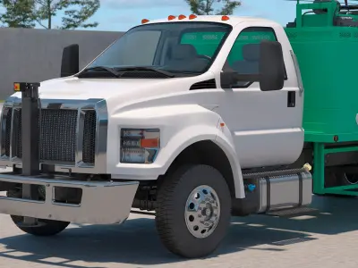  Truck-based Mobile Drill Rig Green Rigged for Cinema 4D 