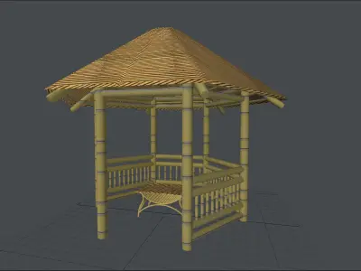 Bamboo Gazebo Low-poly 3D model