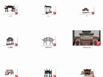 chinese gate 3D model
