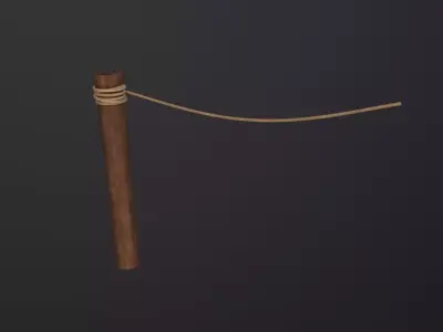 Fence Segment Pole With Rope 3D Model Low-poly 3D model