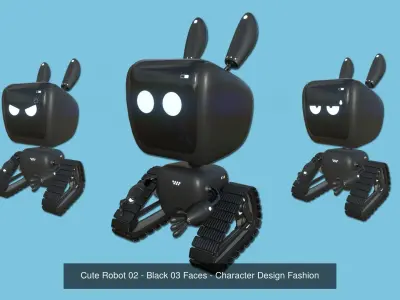 06 Cute Robots Collection B - Character SciFi Design 3D Model Pack