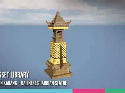 Penunggun Karang Balinese Guardian Statue 3D model