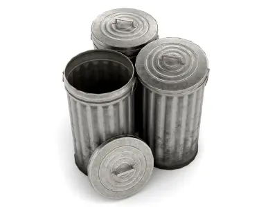 Metal Trash Can Low-poly 3D model