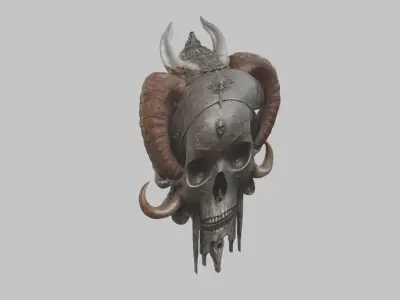 Horned Skull HR Giger Woman Scifi Head Bust Low-poly 3D model