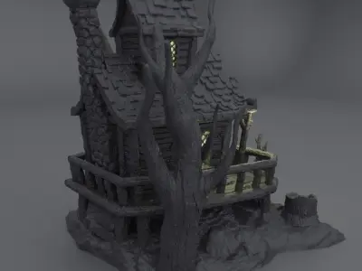 Witch Hut Tabletop Terrain 28 MM 3D print model