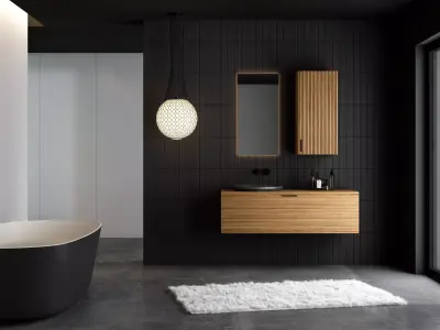 Black Minimalist Bathroom Interior Scene 3D model