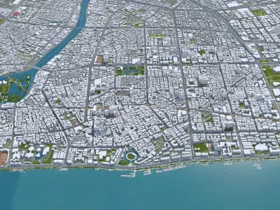 Shantou Guangdong Province China 90km AI Low-poly 3D model