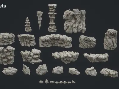 Stylized Rock Pack Low-poly 3D model