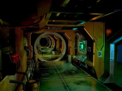 Sci-Fi Corridor 3D model 4