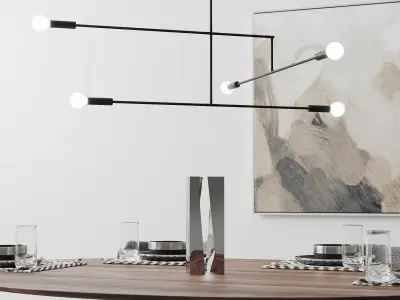 Oval Tulip Dining Table 78 inch walnut set 3D model