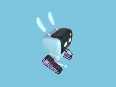 Cute Robot 06 Pink Blue - Character Design Fashion Low-poly 3D model