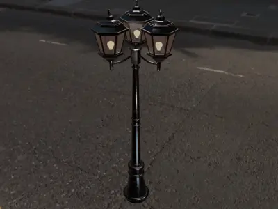 Stylized Game-Ready Street Lamp  Low Poly  PBR  4K Textures Low-poly 3D model