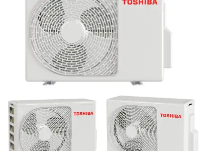 Air conditioners outdoor unit Set Low-poly 3D model