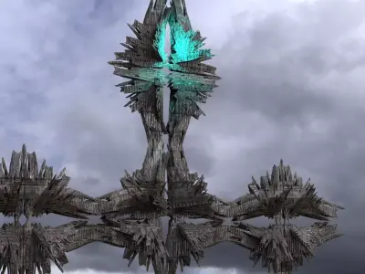 Cyberpunk  Dystopian crystal Star tower 1 3D model