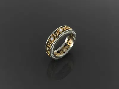 Elegant Women Ring with Floral Pattern Delicate Jewelry Design 3D print model