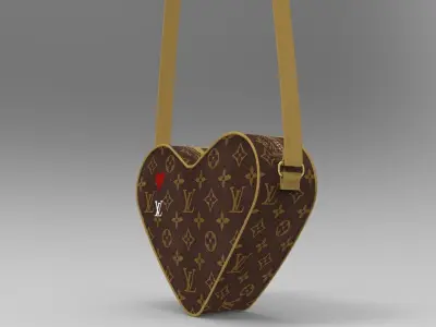 LV Pattern Heart bag Low-poly 3D model