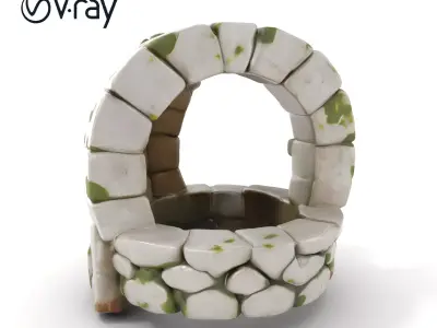 Ancient Stone Well with Moss model pack Low-poly 3D model