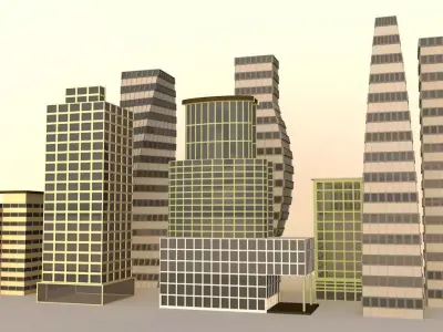 Skyscraper Collection Game-Ready Low-poly 3D model