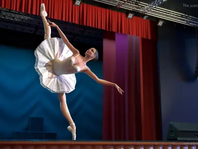  Ballet Dancer in Tutu Outfit Rigged for Cinema 4D 