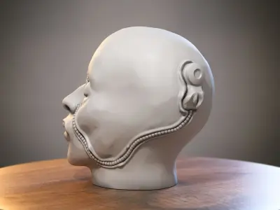 Robot Skull Headphone Stand Cyborg Headset Stand 3D print model