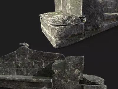 Old Monument Bench Low-poly 3D model